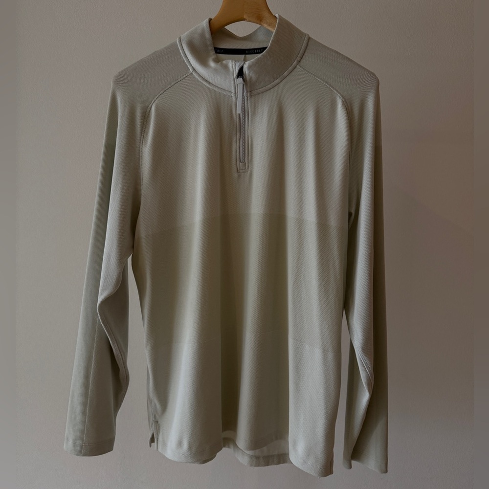 Nike Cream Zip Up Sweater Lightweight Mock Neck